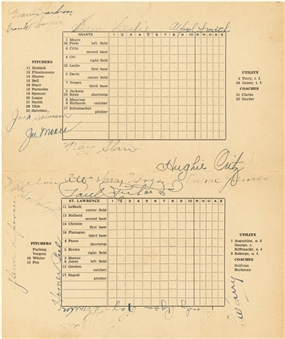 1933 New York Giants Team Signed Schumacher Day Scorecard With 20 Signatures Including Ott, Schumacher, Terry (JSA)